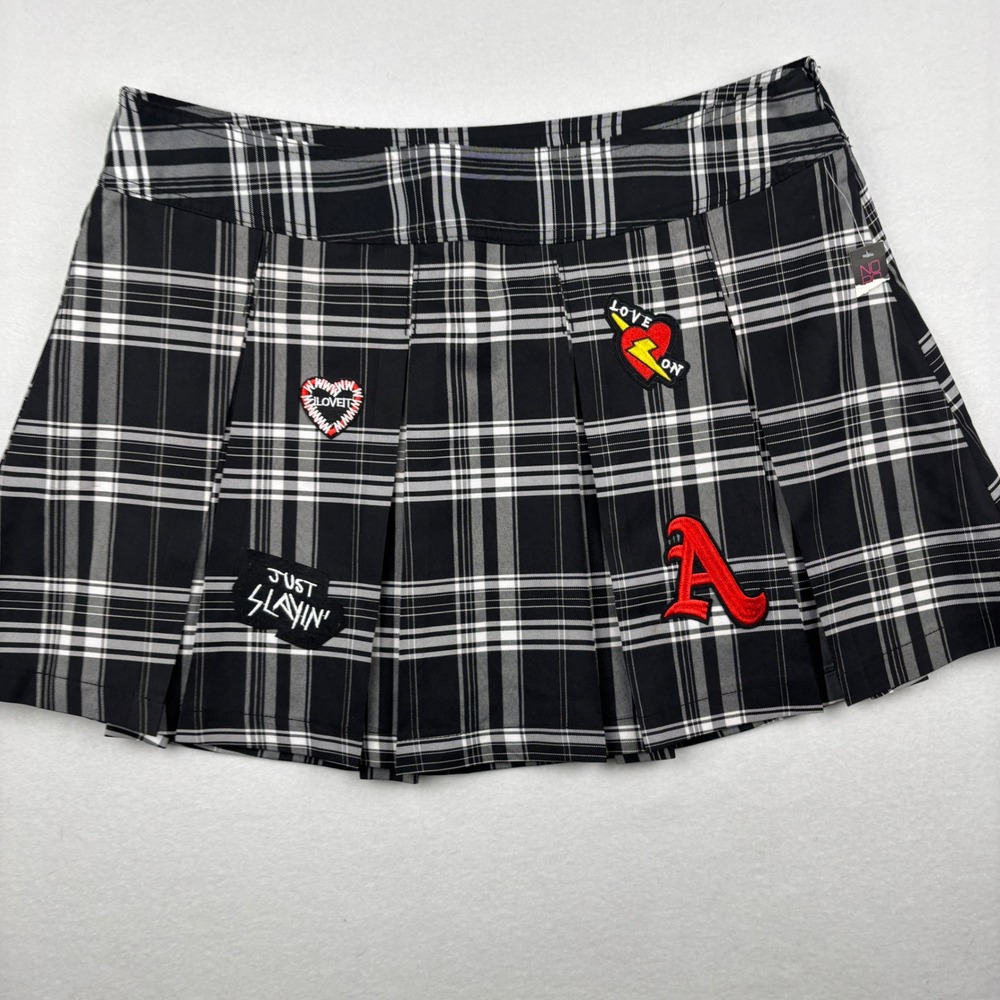 No Boundaries Plaid Skort Womens Juniors 19 Pleated Embroidered NWT